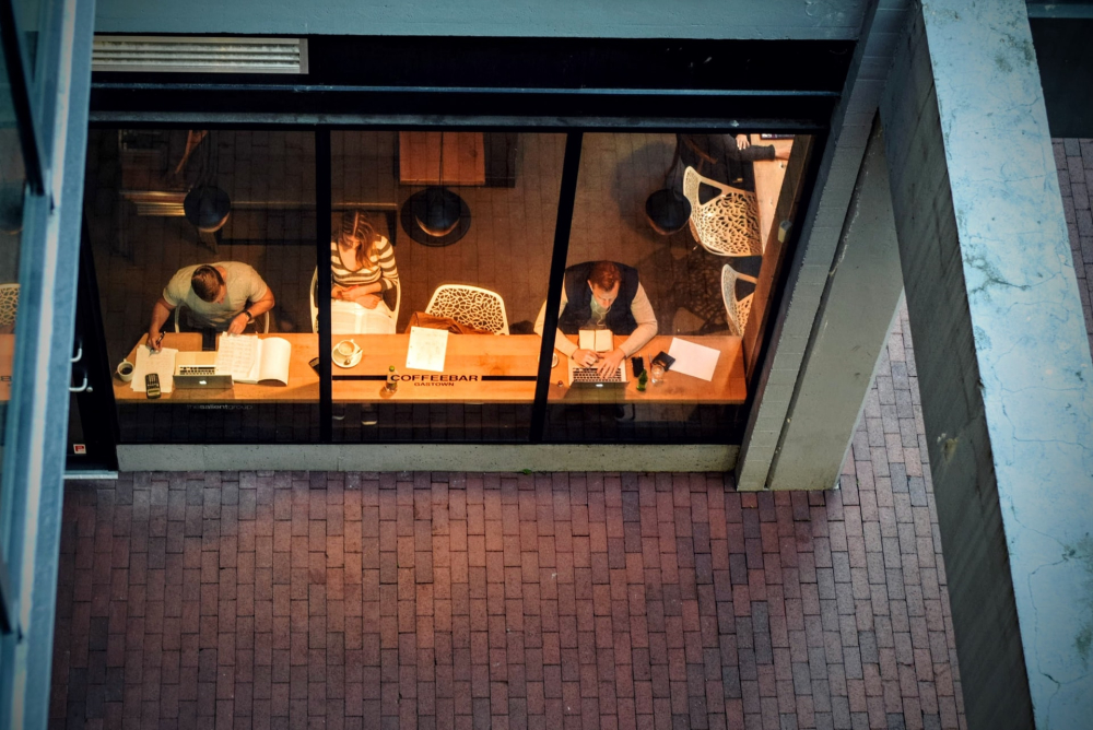 Working in a coffee shop