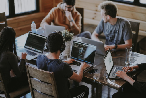 People working in a co-working space